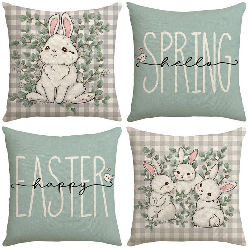 New Easter Pillow Cover Cushion Cover Rabbit Cartoon Home Letter Print Sand Cushion Cover
