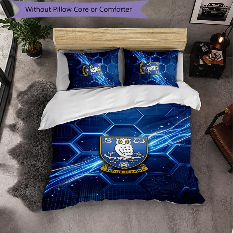 Sheffield Wednesday Football 3 Piece Bedding Set Soft Duvet Cover Set with Pillowcases Printed Bedroom Decor Set for Home