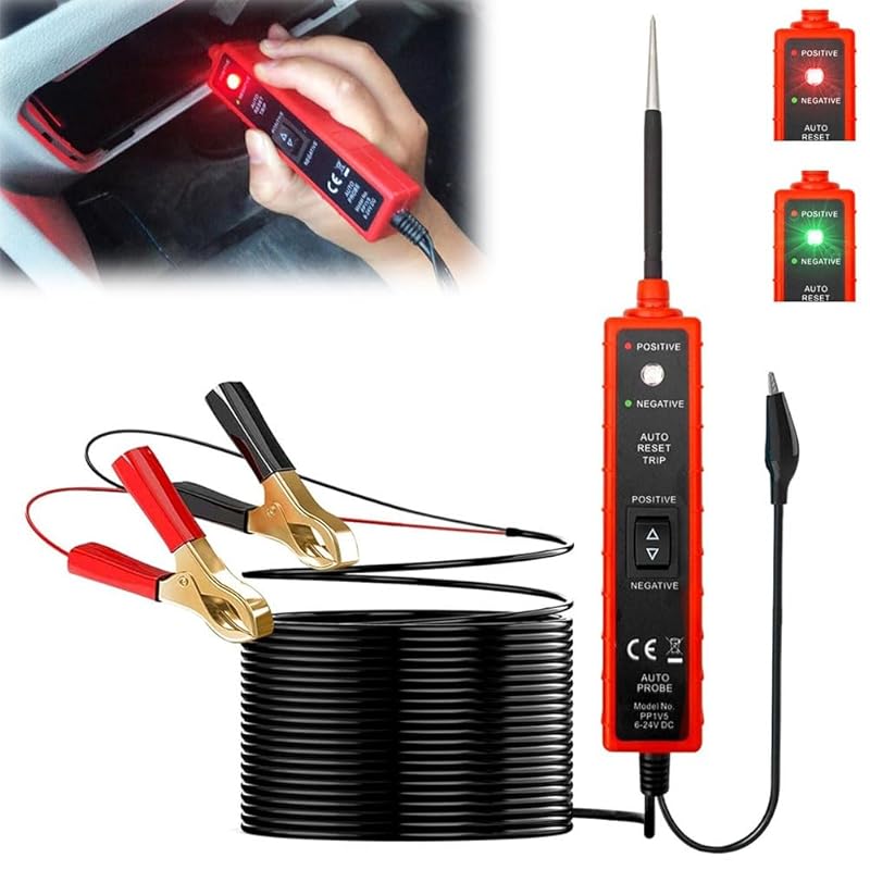 Car Electric Circuit Tester, 6-24v DC Automotive Electrical System Tester, Power Circuit Probe Tester, DC Test Light Automotive Short Circuit Finder