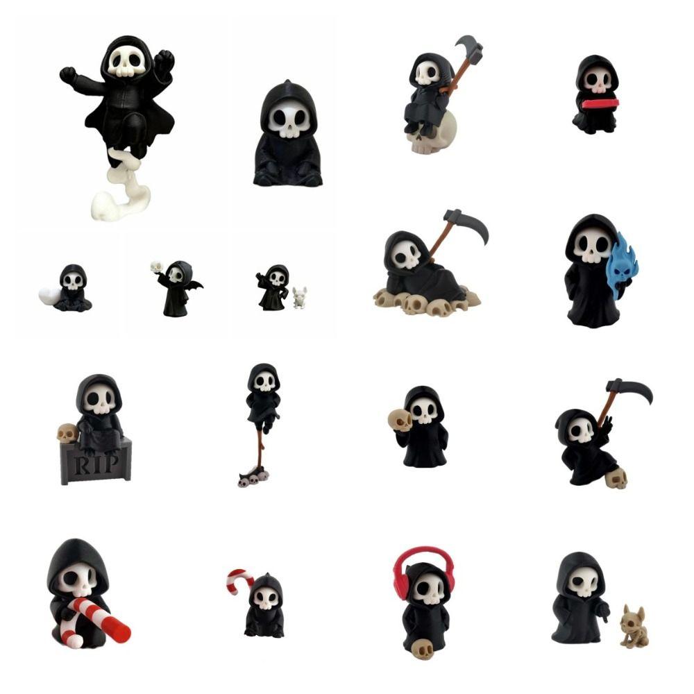 Cute Grim Reaper Toy PLA Halloween Miniature Ghost Desk Statue 3D Printed Doll Bookshelf