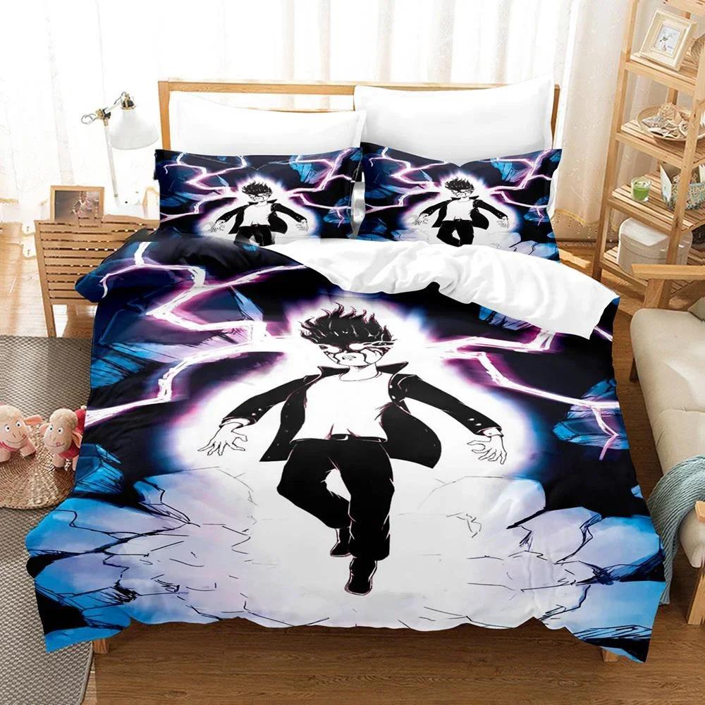 3D Print Mob Psycho 100 Anime Kageyama Shigeo Comfortable Duvet Quilt Cover Pillowcase Bedding Set Children Bedroom Home Textile
