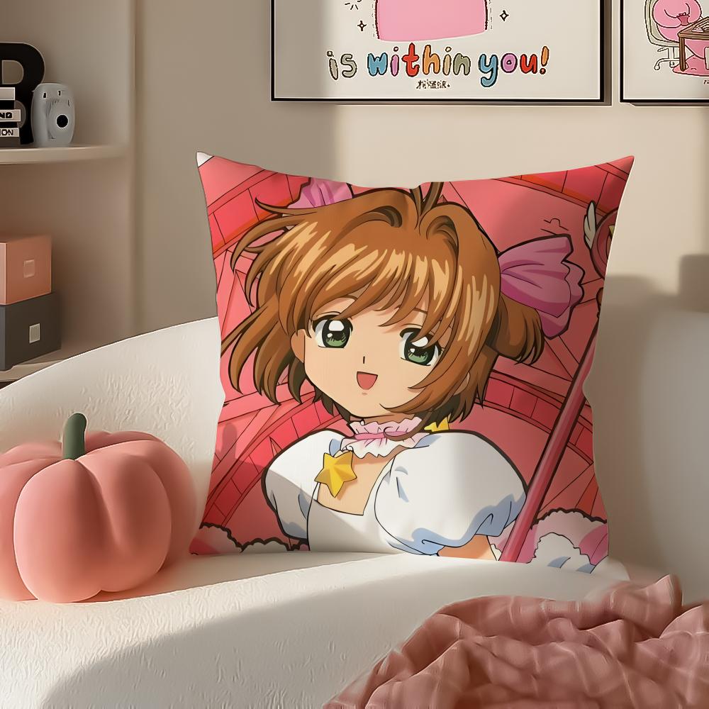 Magical Cute Japanese Anime CCardcaptor Sakura Cushion Cover Pillowcase Short Plush Invisible zipper Room Sofa Cushion Cover