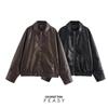 Women's Faux Leather Bomber Jacket - European & American Fashion for All Seasons