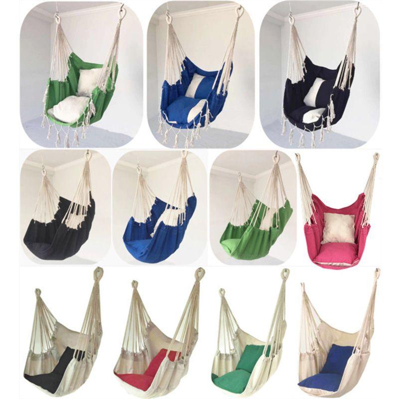 Stylish Hanging Hammock Chair For Outdoor Relaxation With Soft Pillows And Strong Ropes