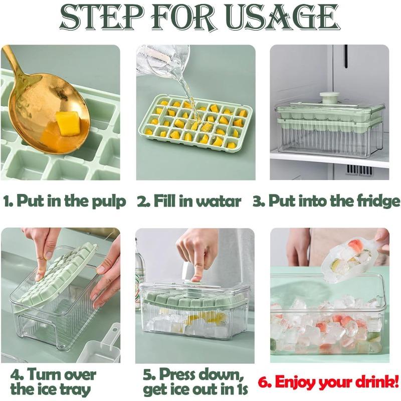 28/56 Grids Ice Cube Mold Press Ice Tray Bucket One-touch Release Ice Maker Portable Ice Box Food Grade Kitchen Accessories
