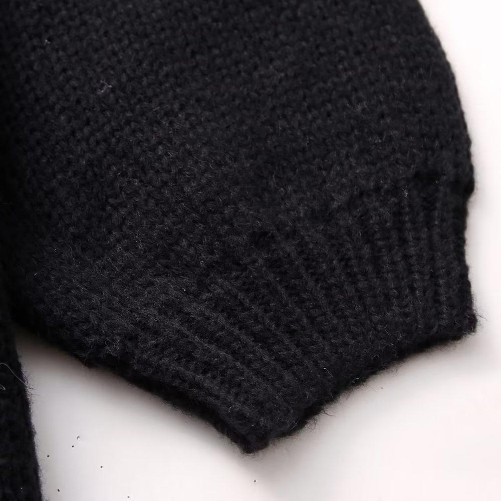 Women Fashion Round Neck Knitted Jumper 2024 New Autumn Winter Long Lantern Sleeve Sweater Female Hight Street Warm Lady Chic Pullover Sweater