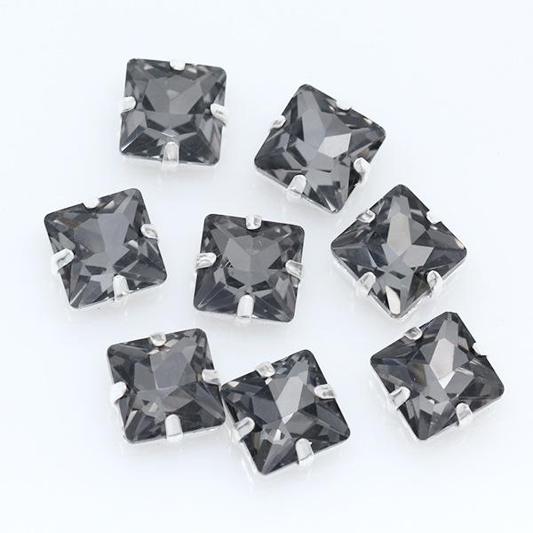 Strassuri Pătrate din Sticlă de Cristal cu Gheare Argintii, Artizanat Cusut pe Piatră, Accesorii Vestimentare, Rochie de Mireasă, Pantofi, Geantă, Garnitură DIY