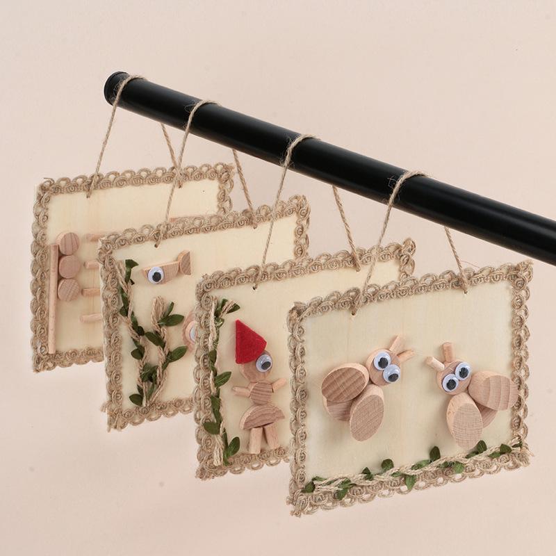 Dziecięcy zestaw do samodzielnego wykonania ramki na zdjęcia z naturalnego plastra drewna