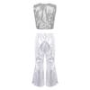 Kids Dance Costume Sparkly Sequined Waistcoat and Flowy Flared Pants Elastic Waistband Party Wear
