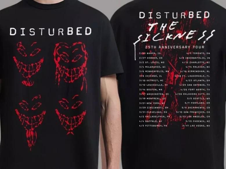 Disturbed The Sickness 25Th Anniversary Tour Faces Tour T-Shirt XXXXL