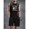 Sports Polyester Set Trendy Graphic Print Tank Top and Shorts Moisture Wicking Quick Dry Athletic Outfit