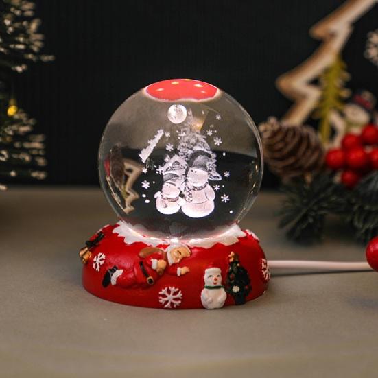 Jõulud Kunstkristallkuul Öölamp 3D Jõuluvana Lumememm Põder Klaaskuuli Lamp Alusega Helendav Dekoratiivne Klaaskera Kodu Magamistoa Kaunistus