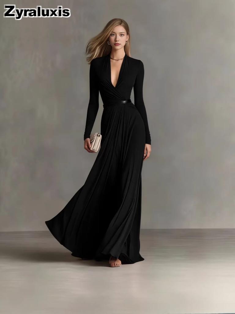 Women's Elegant Dress with Texture Long Sleeve, Small Fragrance Style, Waistline