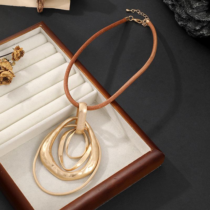 Новое круглое подвесное короткое ожерелье, многослойное, неправильной формы, винтажное, модное, цепочка на ключицу