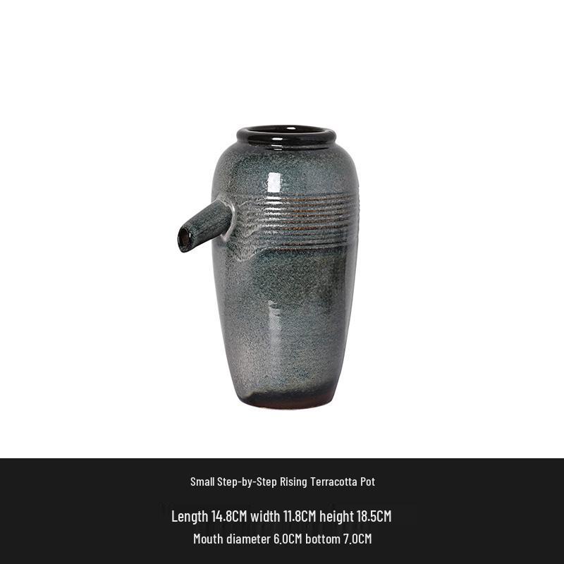 Kiln-Fired Ceramic Water Jar with Filtration, Circulation, and Ornamental Flow for Fish Tanks