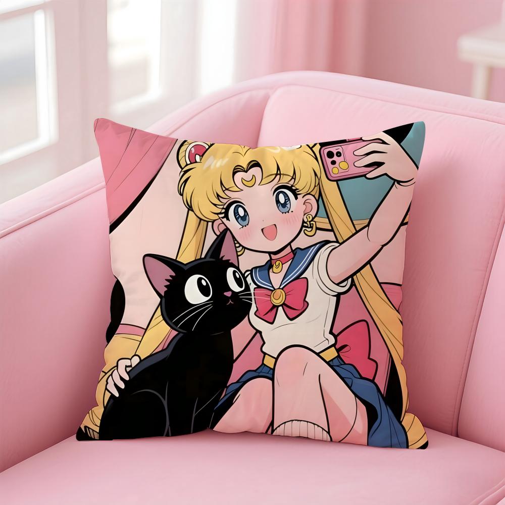 Sailor Moon Anime Lovely Cushion Cover Comfortable Reversible Pillow Cover Ideal for Car Sofa Bedroom Beyond