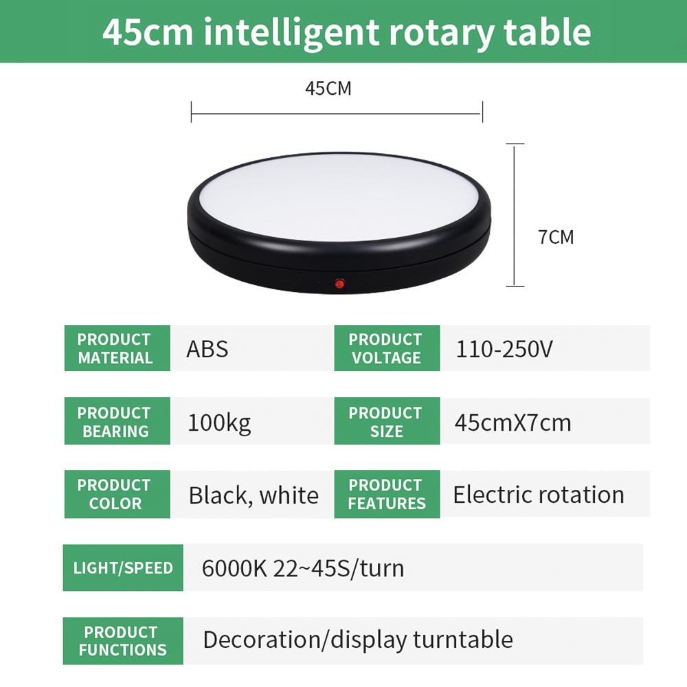 45CM/17.7in Motorized Rotating Display Stand with RGB Light Display Base 360 Degrees Rotatable Electric