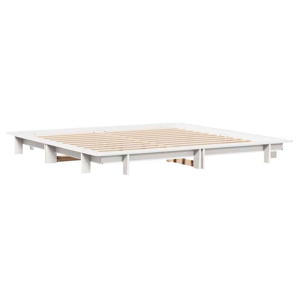 Vidaxl Łóżko Bez Materaca, Białe, 200X200 Cm, Lite Drewno Sosnowe