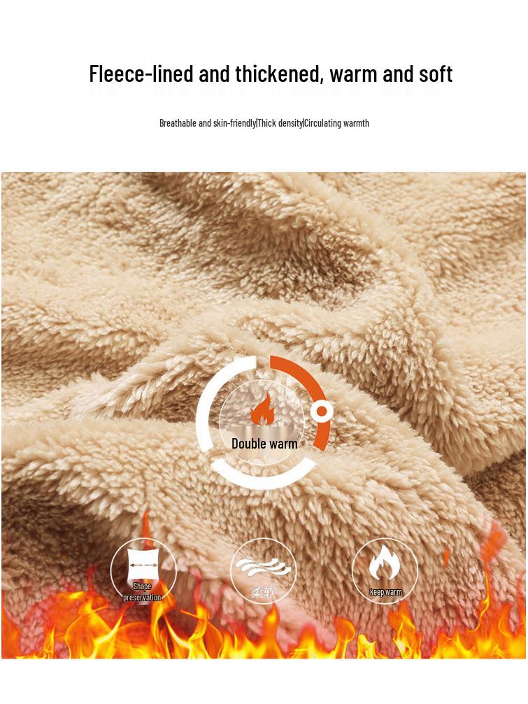 Men's Winter Fleece-Lined Stand Collar Jacket: Warm, Thick, Casual Fashion for Middle-Aged