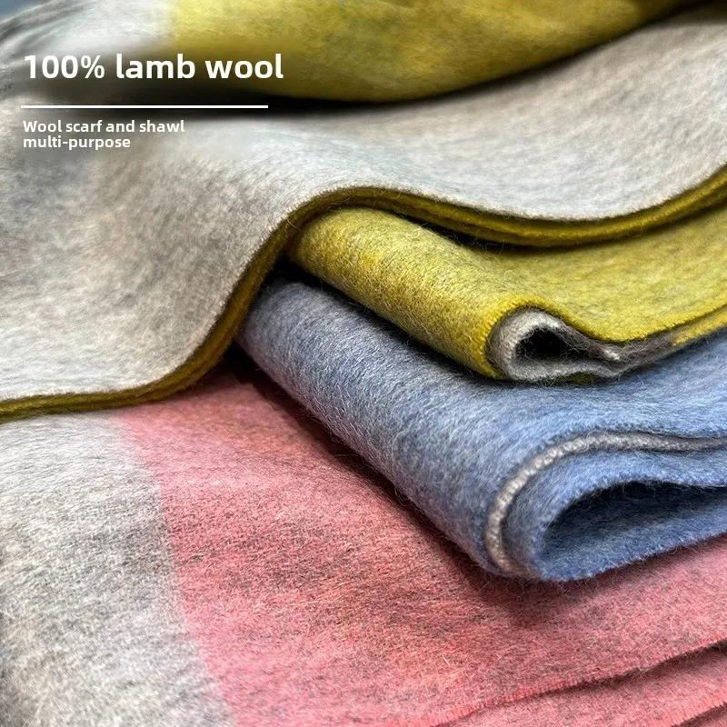 Australian Pure Wool Scarf Women Long Fringed Warm Cashmere Shawl Winter Warm Knitted Neck Scarf Wrap Women'S Accessories