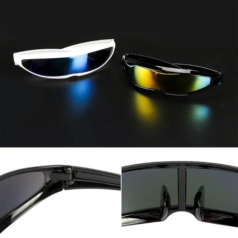 Neue futuristische verspiegelte Sonnenbrille Alien-Brille Kostümzubehör Lustig Stilvoll Passend für Halloween oder jede Party Brillen