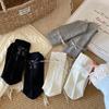 Female Spring and Autumn Sweet Solid Color Variety Pull A Heel Hot Diamond Ribbon Bow In The Tube Pile Socks