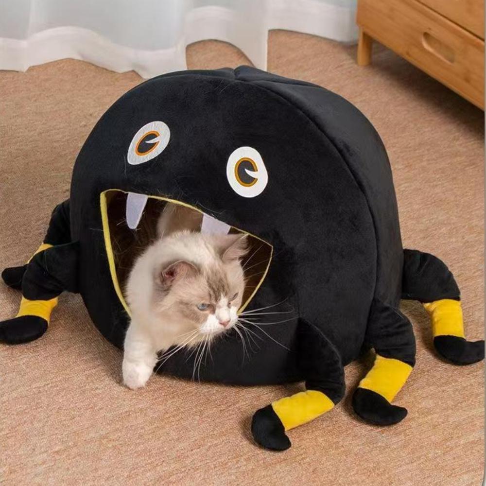 Halloween Spider Cat's House Cute Semi-closed Bed Cats Warm Safe Comfortable Pet House for Cats Kitten Dog's Nest Pet Supplies