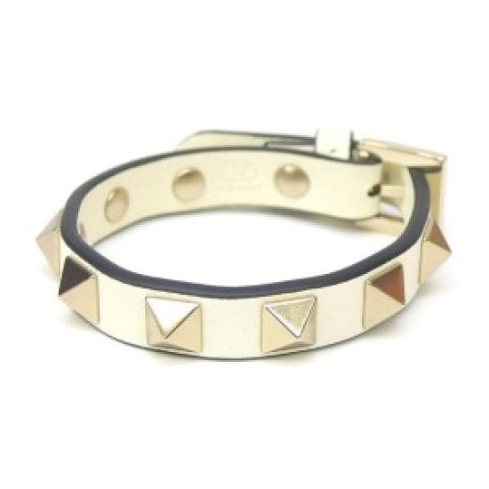 

Б/У Кожаный браслет Valentino Garavani Rockstud из телячьей кожи – Светло-кремовый (Регулируемый, 18 см) слоновая кость