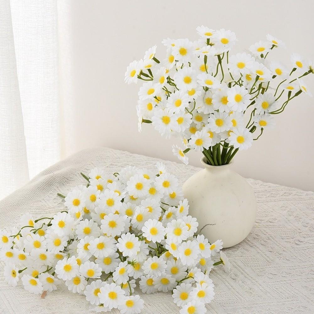 60heads Artificial Daisy Flowers Small Long Branch Daisy Fake Flower Bouquet Artificial Fade-Resistant Silk Fake Flower DIY Vase