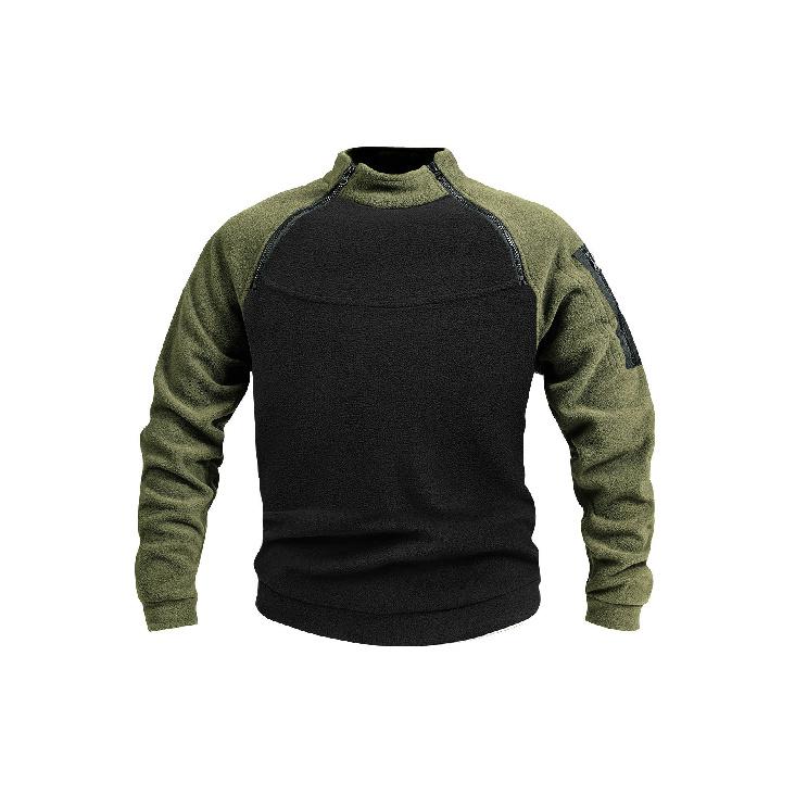 Felpa con colletto alto in pile da uomo, autunno inverno, calda, larga, tinta unita, traspirante, pullover tattico da esterno per l'uso quotidiano