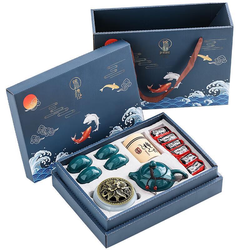 Celadon Tea Set & Incense Burner Gift Set