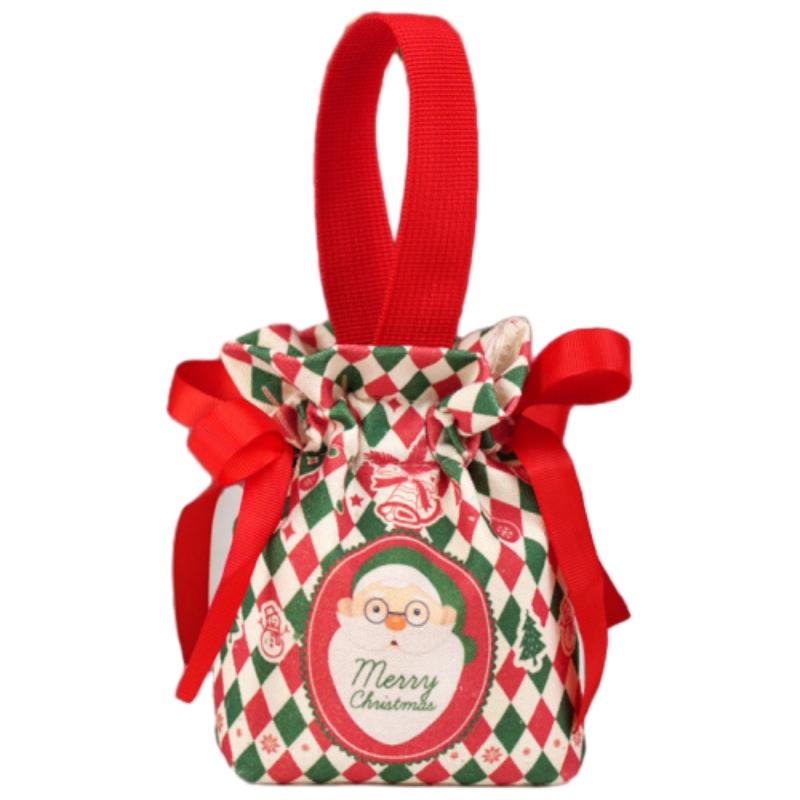 1-5pcs Christmas Drawstring Candy Bag New Year Gift Bags Party Gift Pouch Holiday Treat Sack Reusable Festive Favor Bag for Kids