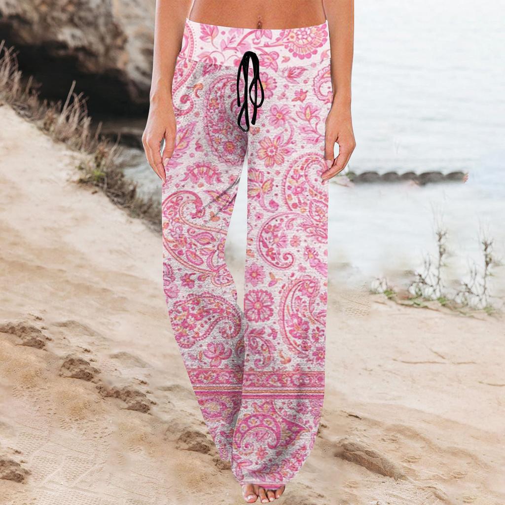 Women's Fashion Loose-Fit Drawstring Elastic Waist Casual Printed Pants