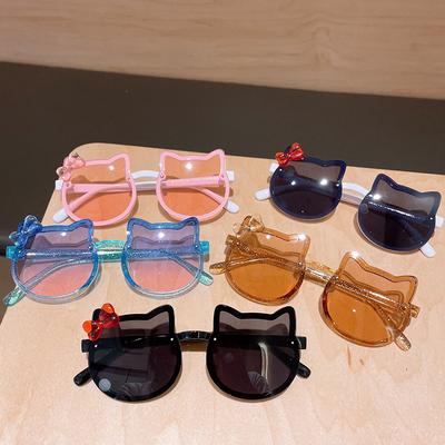 Nieuwe Koreaanse Stijl Katvorm Kinderen Leuke Cartoon Zonnebril Kinderen Anti UV Brillen Ronde Kleurrijke Zonnebril