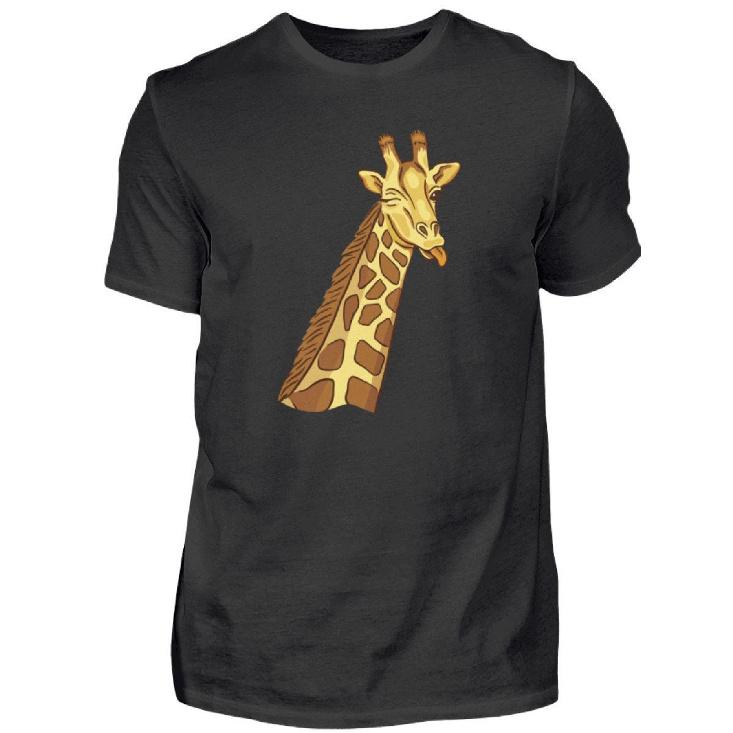 Giraffe Funny Tshirt | Men S Casual Crew Neck Shirt, Non-Stretch Fabric, Short Sleeve, All-season, Regular Fit, Graphic Design, Comfortable and S чёрный