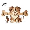 Decorazione Rustica Porta Chiavi da Parete in Legno, Gancio da Ingresso a Forma di Cane che Tiene un Osso, Organizer da Parete per Casa, Cucina, Corridoio,