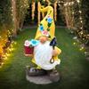 Resin Gnome Statue Resin Gnome Figurine Dwarf Sculpture Landscape Dwarf Crafts Figurine With LED Lights For Yard Patio Backyard