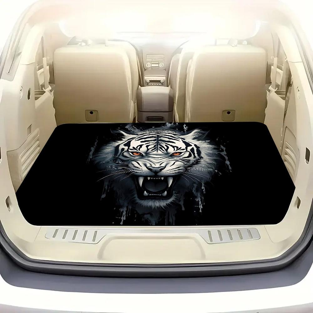 1Pcs White Tiger Printed Car Trunk Mat with Anti Slip Cargo Liner Waterproof Rear Storage Protector Floor Mat for SUV Sedan Vehi