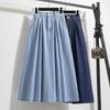 Plus Size A-Line Denim Skirt: Slimming, Mid-Length, Casual Swing Skirt for Women