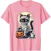 Mummy Black Cat Halloween Graphic Tee Cute Cartoon Kitten Trick Or Treat T-Shirt