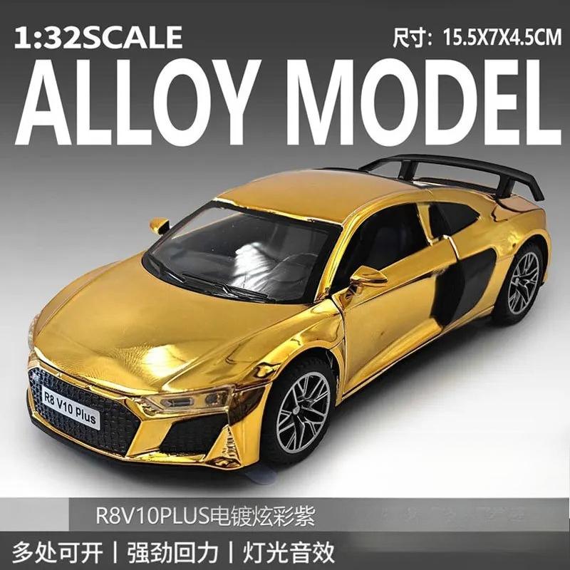 

1:32 R8 V10 Plus Alloy Diecast Sports Car Model Toys Simulation Vehicles with Sound Light Pull Back Toys Car for Boys