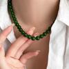 Natural Green Agate Beaded Necklace - Chinese Style Choker for Women