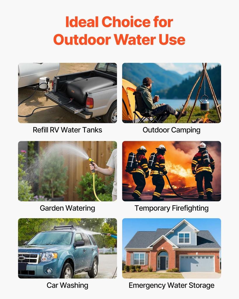 Water Storage Bladder, 330L Portable & Collapsible Water Storage Bag, Wear-Resistant 1000D PVC Soft Waters Bag, Leakproof Camping Tank Containers for