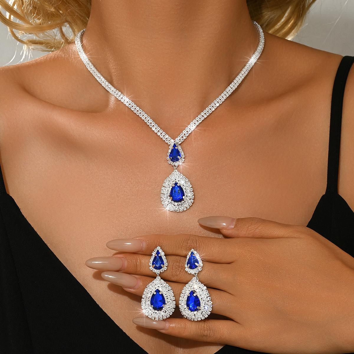 

New Simple and Elegant Necklace Earrings Two Piece Set for Bridal Wedding Dress Banquet Hundred Matching Accessories