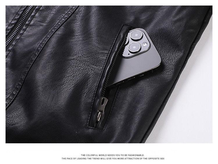 Men’s Slim Fit Leather Jacket with Velvet Lining - Casual Plus Size Lapel Outerwear for Autumn and Winter