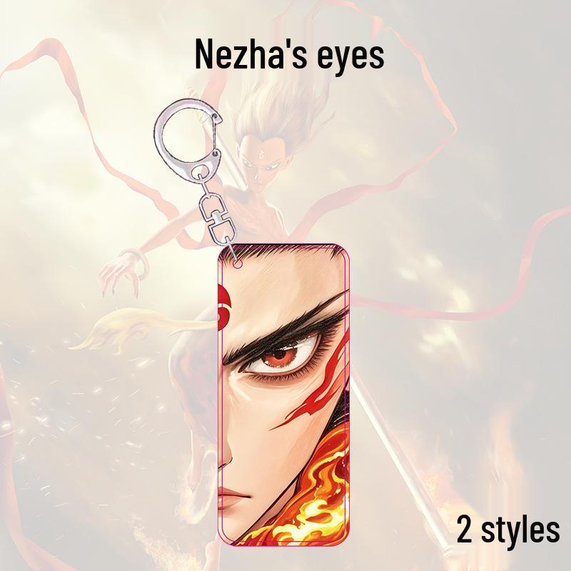 Nezha & Ao Bing Light-Up Acrylic Keychain with Transparent Eye Charm and Backpack Pendant