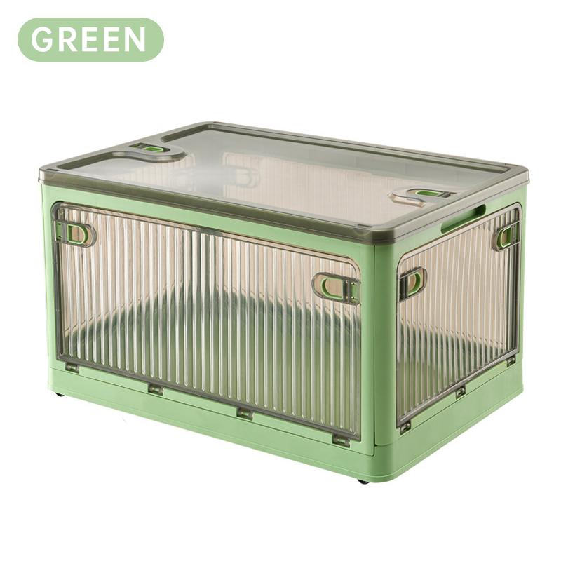 Складной ящик для хранения открытый прозрачный пластиковый ящик шкаф для хранения домашней одежды и книг ящик для хранения большой емкости для кемпинга 46x35x24cm зелёный 14819₽