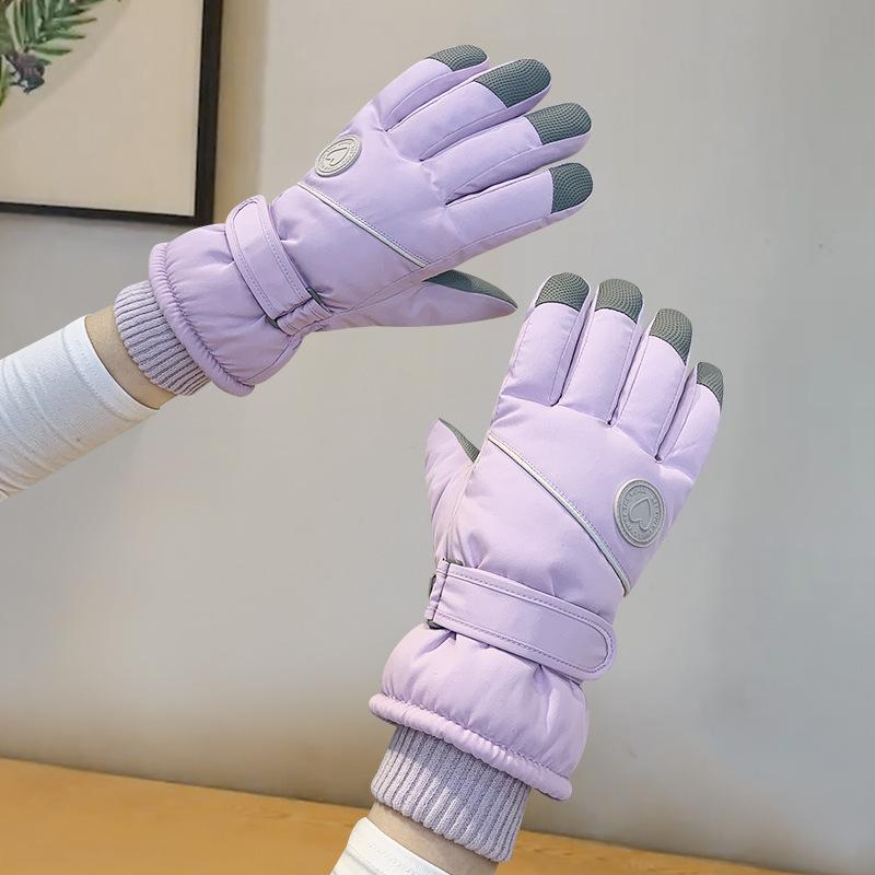 Skihandschuhe Thermisch Wasserdicht Schneehandschuhe für Jungen Mädchen -30°C Kältefest Winddicht Isoliert mit Anti-Rutsch-Griff Verstärkte Lederhandfläche