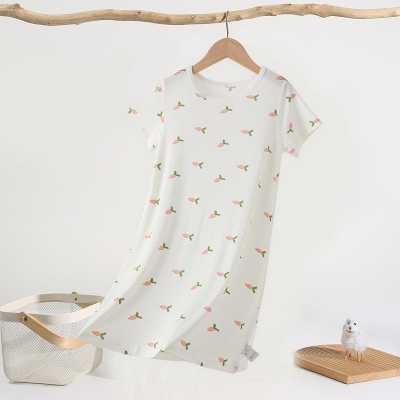 Summer Cartoon Girls' Nightgown - Breathable, Loose-Fit Pajamas for Baby Girls