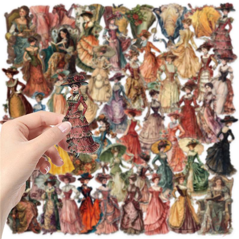 50Pcs/Set Retro Victorian Lady Series 01 PET Stickers Waterproof DIY Fashion Doodle Decals Stickers